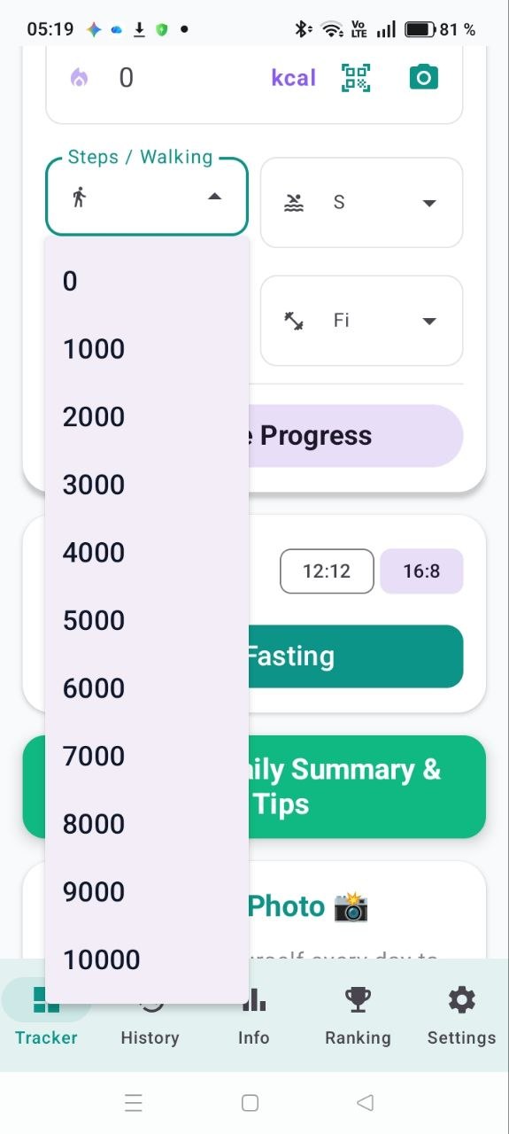 Step & Activity Calorie Screen